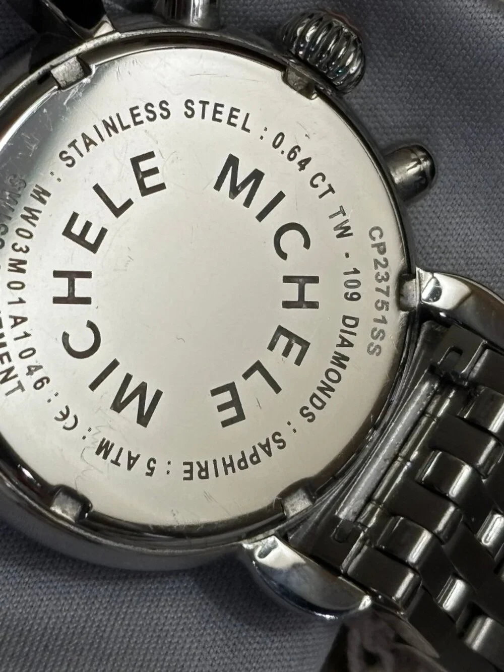 $2450 AUTHENTIC MICHELE CSX-36 DAY DIAMOND, DIAMOND DIAL SILVER